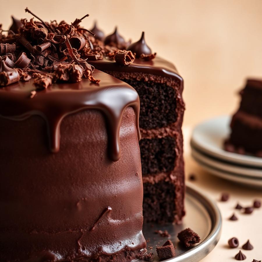 Chocolate fudge cake with ganache